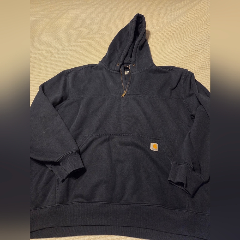 Carhartt 4xl 1/4 Zip Paxton Hoodie, Navy Blue